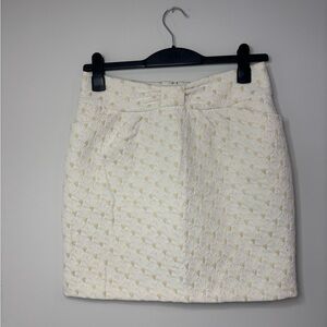 NAF NAF Cream and Gold Textured Pencil Skirt